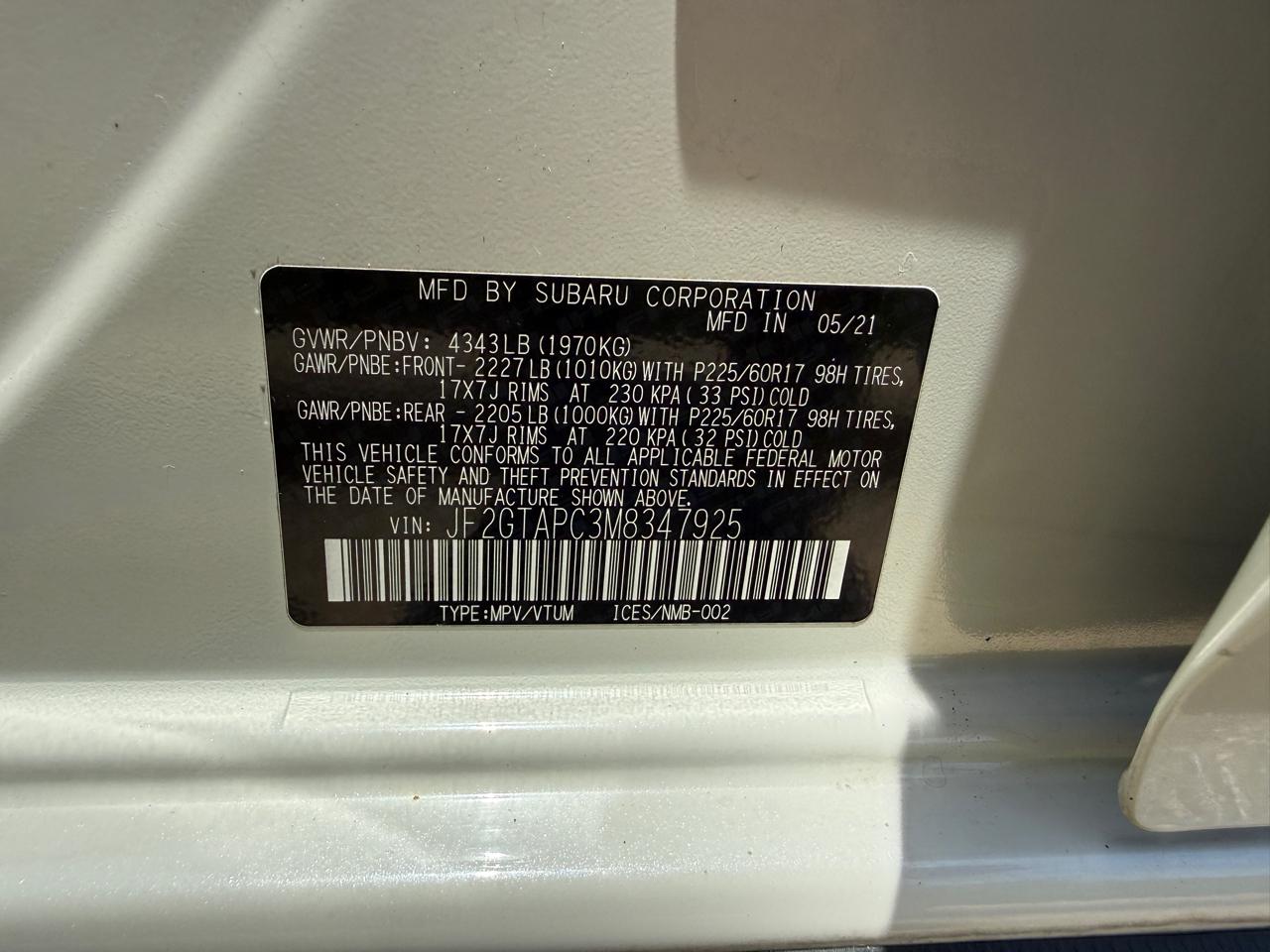 Subaru Crosstrek 2.0i Premium CVT 2021