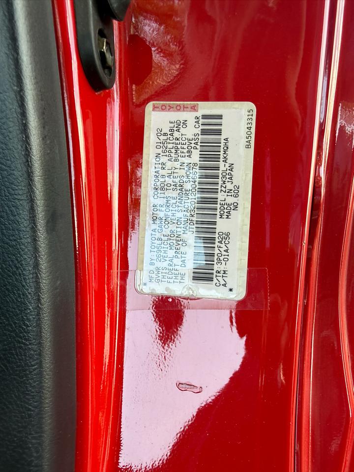 Toyota MR2 Spyder Convertible 2002