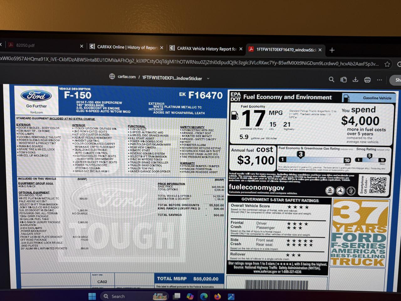 Ford F-150 4WD SuperCrew 145" King Ranch 2014