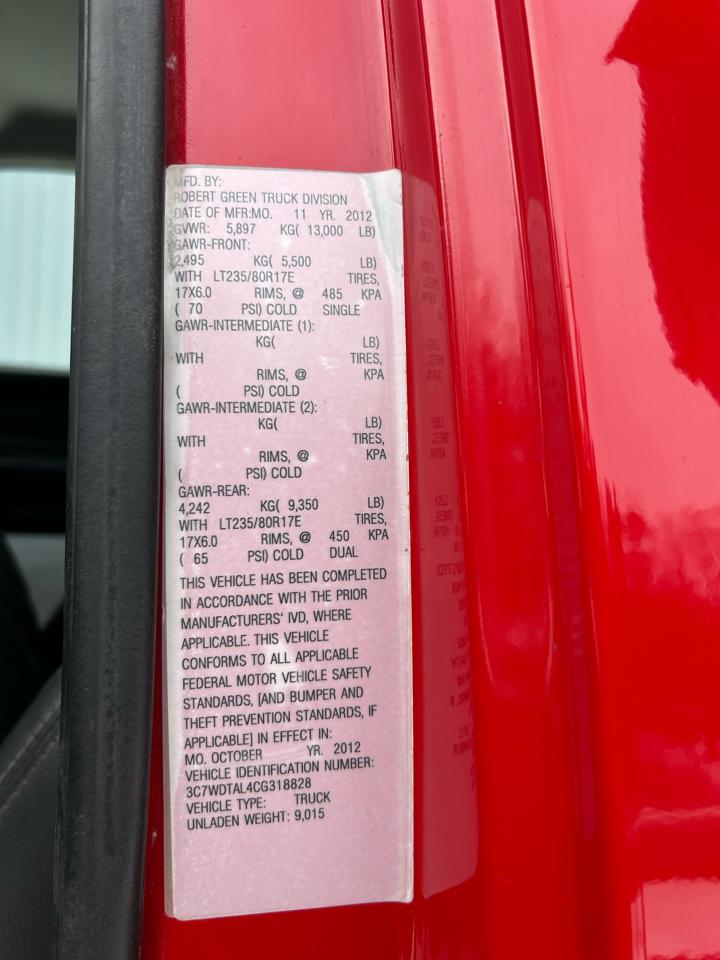 RAM 3500 4WD Reg Cab 143" WB 60" CA ST 2012