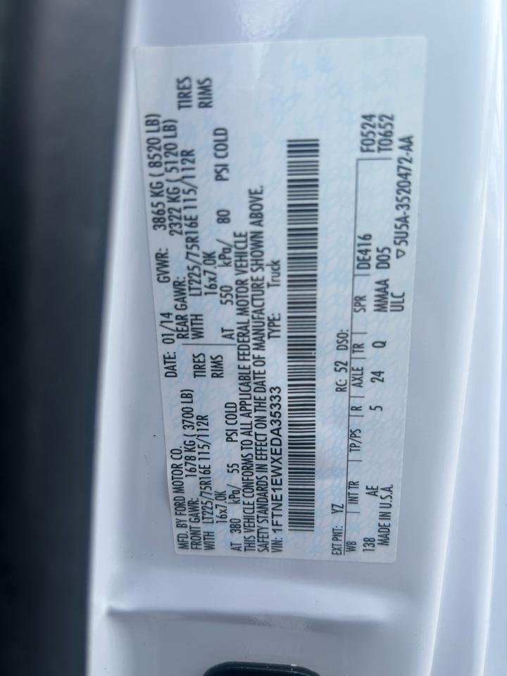 Ford Econoline Cargo Van E-150 Recreational 2014