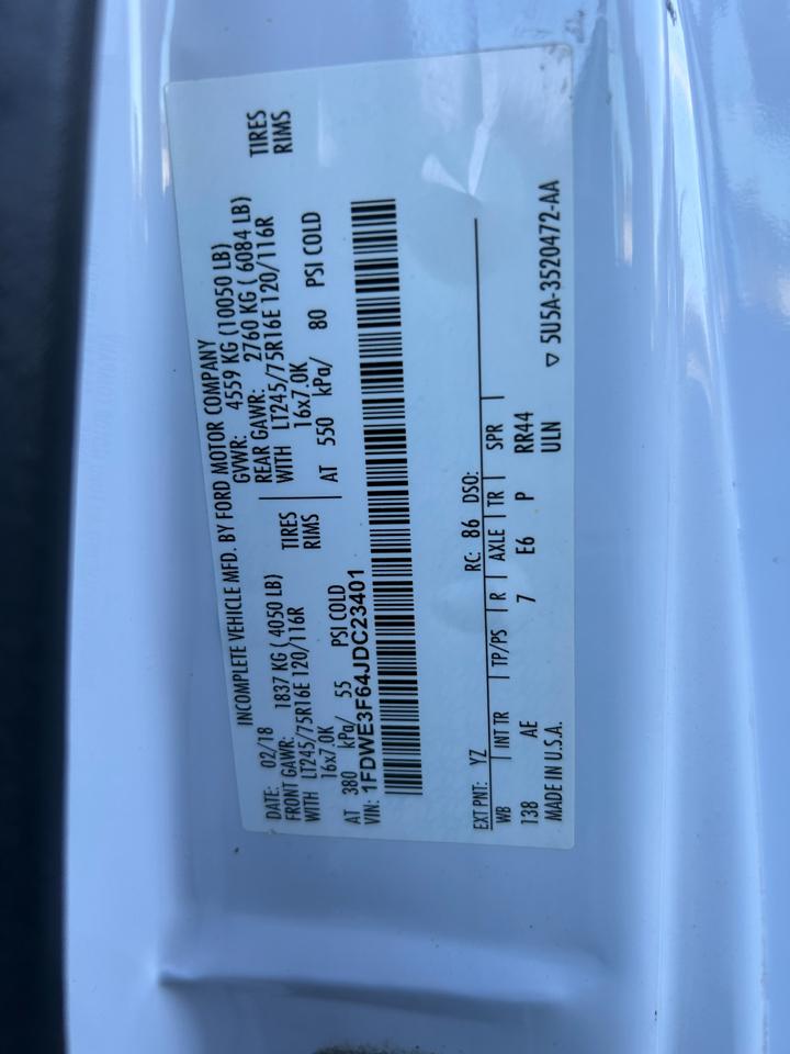 Ford E-Series Cutaway E-350 SRW 138" WB 2018