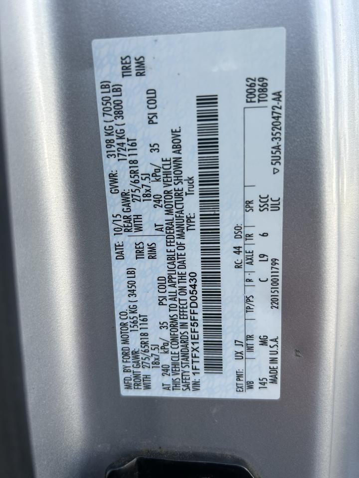 Ford F-150 4WD SuperCab 145" XLT 2015