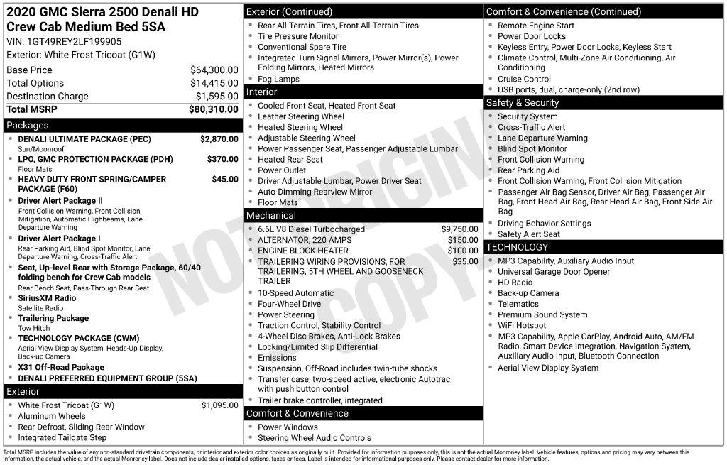 GMC Sierra 2500HD Denali Ultimate Crew Cab 4WD 2020