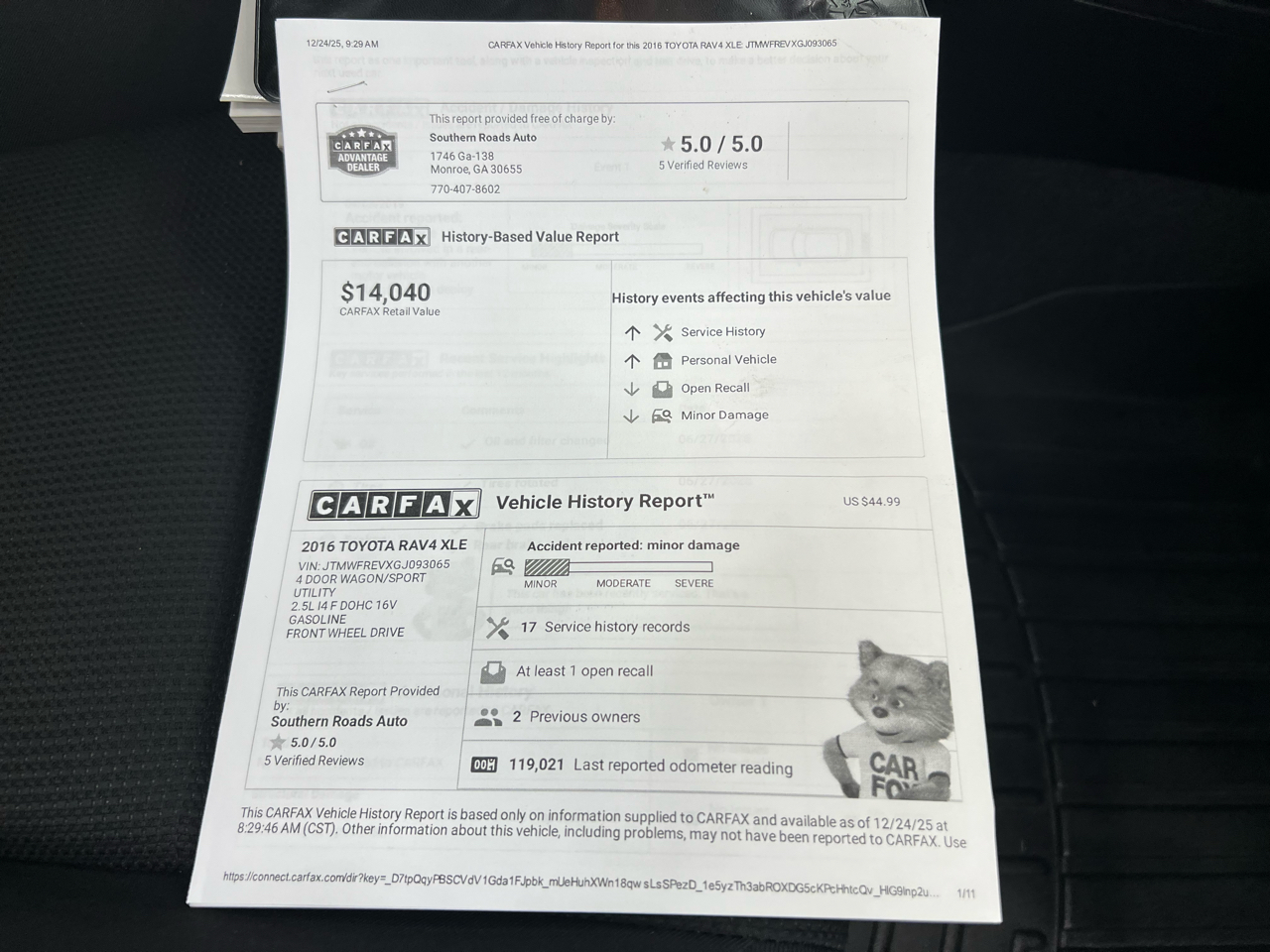 Toyota RAV4 XLE FWD 2016