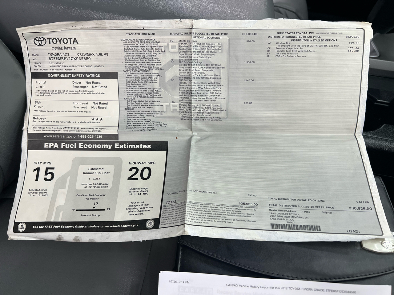 Toyota Tundra Tundra-Grade CrewMax 4.6L 2WD 2012