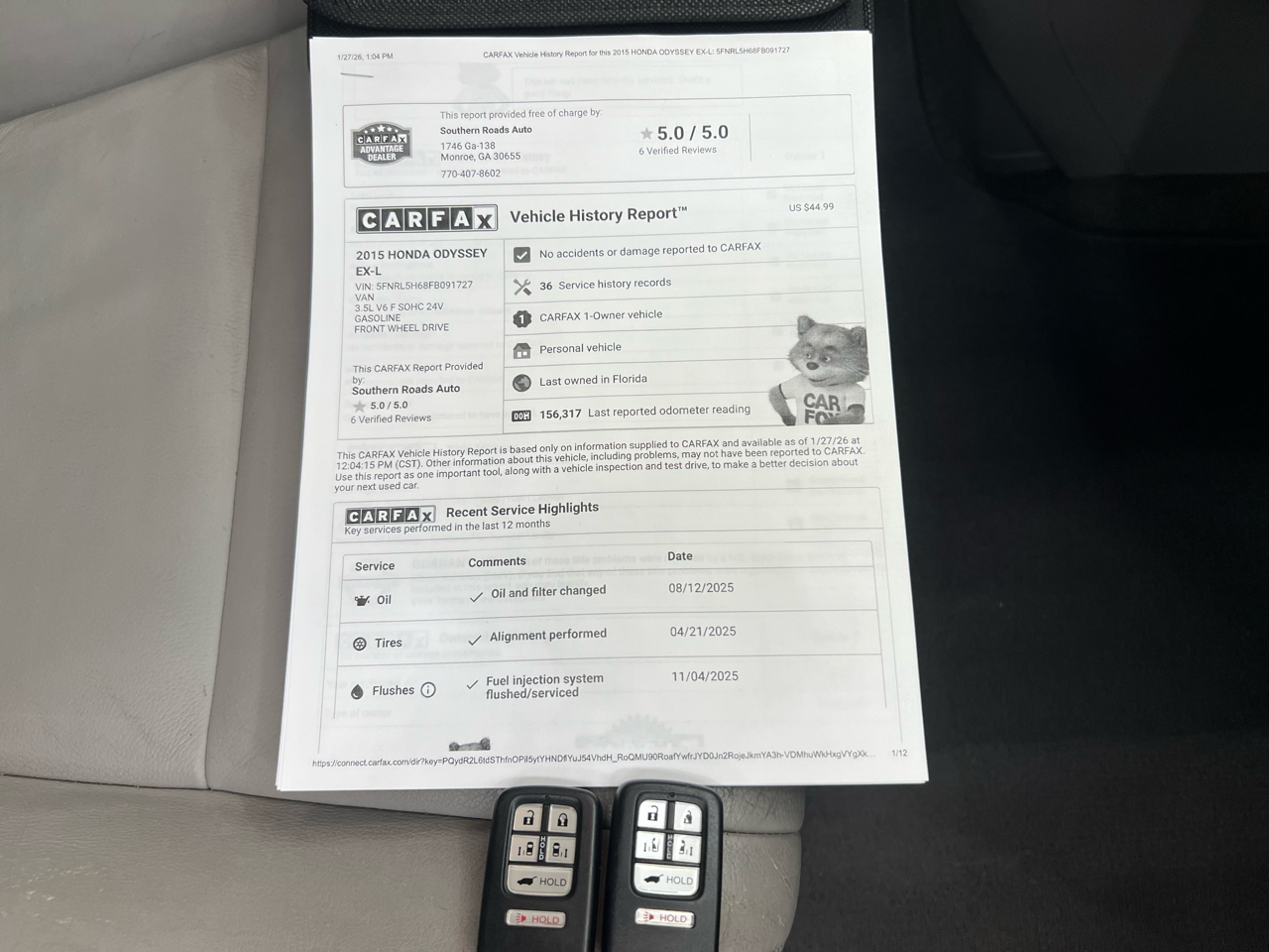 Honda Odyssey EX-L w/ RES 2015