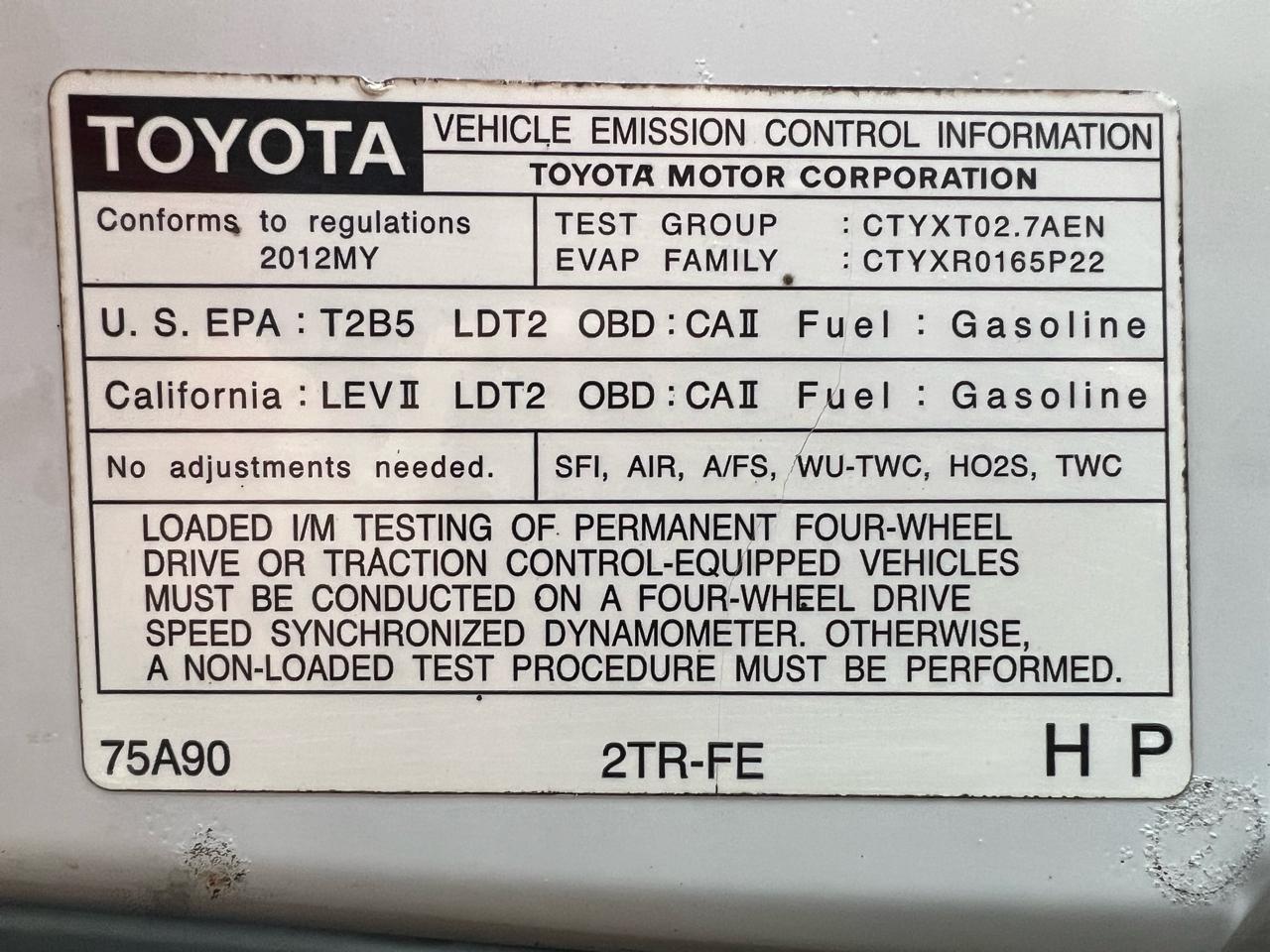 Toyota Tacoma PreRunner Double Cab Auto 2WD 2012