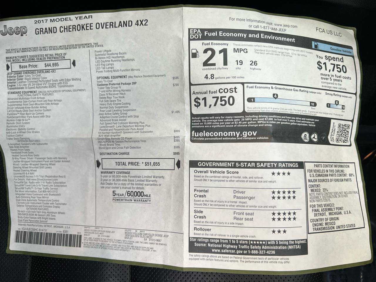 Jeep Grand Cherokee Overland 2WD 2017