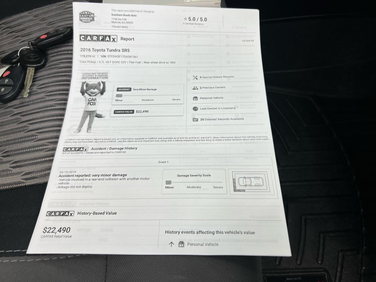 Toyota Tundra SR5 5.7L V8 FFV CrewMax 4WD 2016