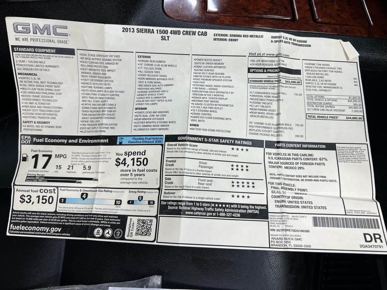 GMC Sierra 1500 SLT Crew Cab 4WD 2013