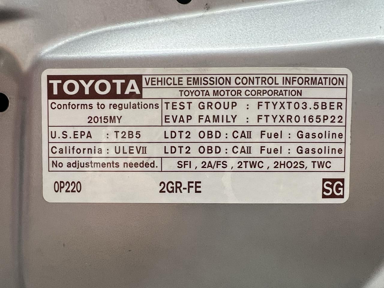 Toyota Highlander XLE FWD V6 2015