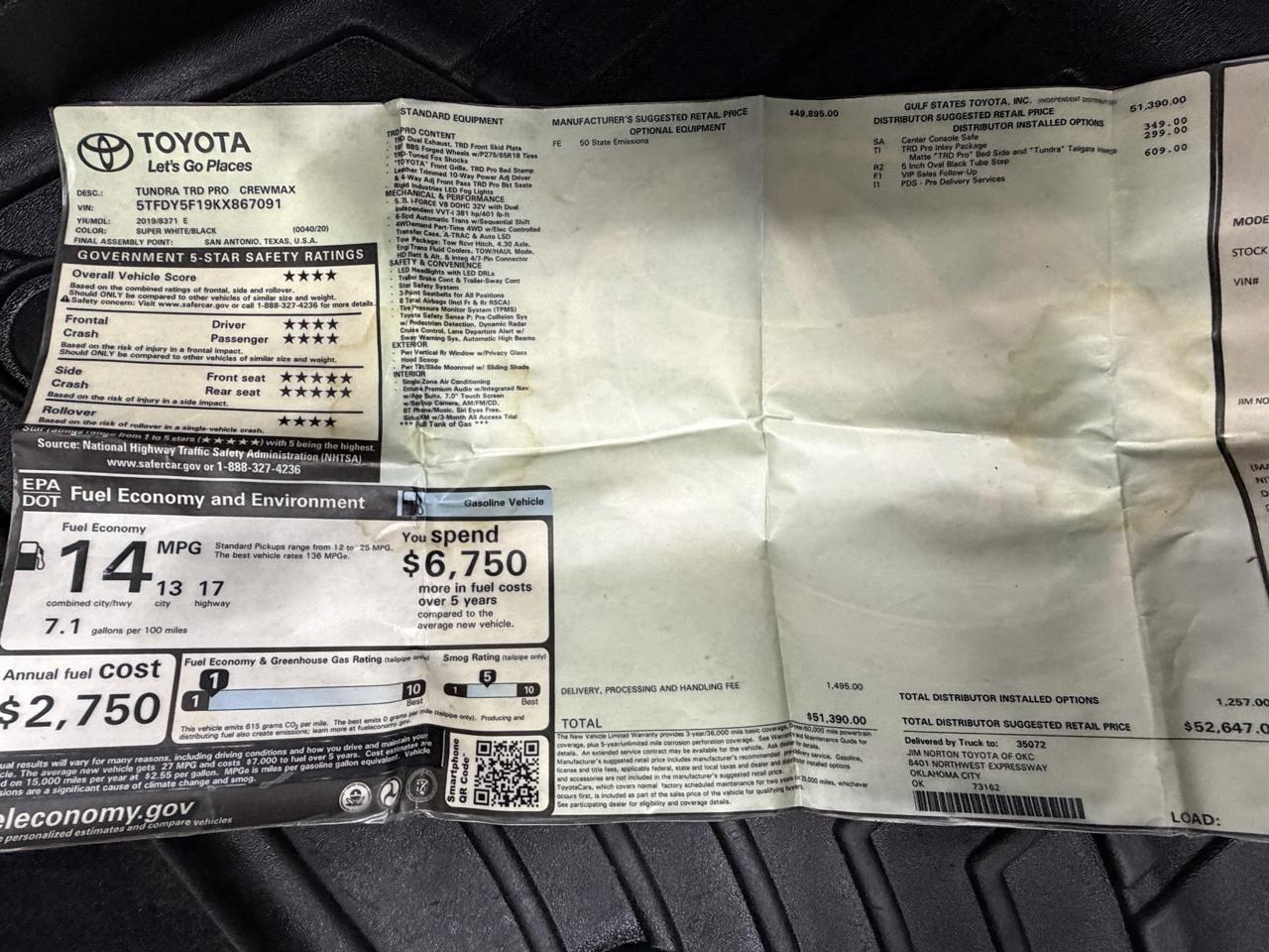 Toyota Tundra TRD Pro Crew Max 4WD 5.7L V8 2019