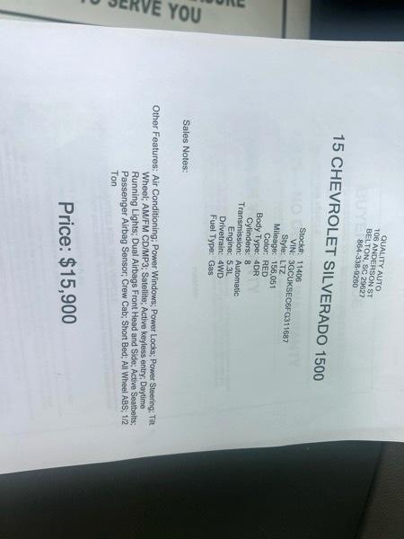 Chevrolet Silverado 1500 4WD Crew Cab 143.5" LTZ w/1LZ 2015