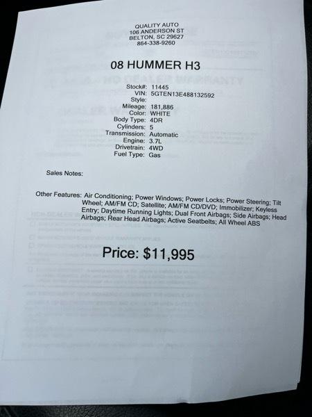 HUMMER H3 4dr 4WD SUV 2018
