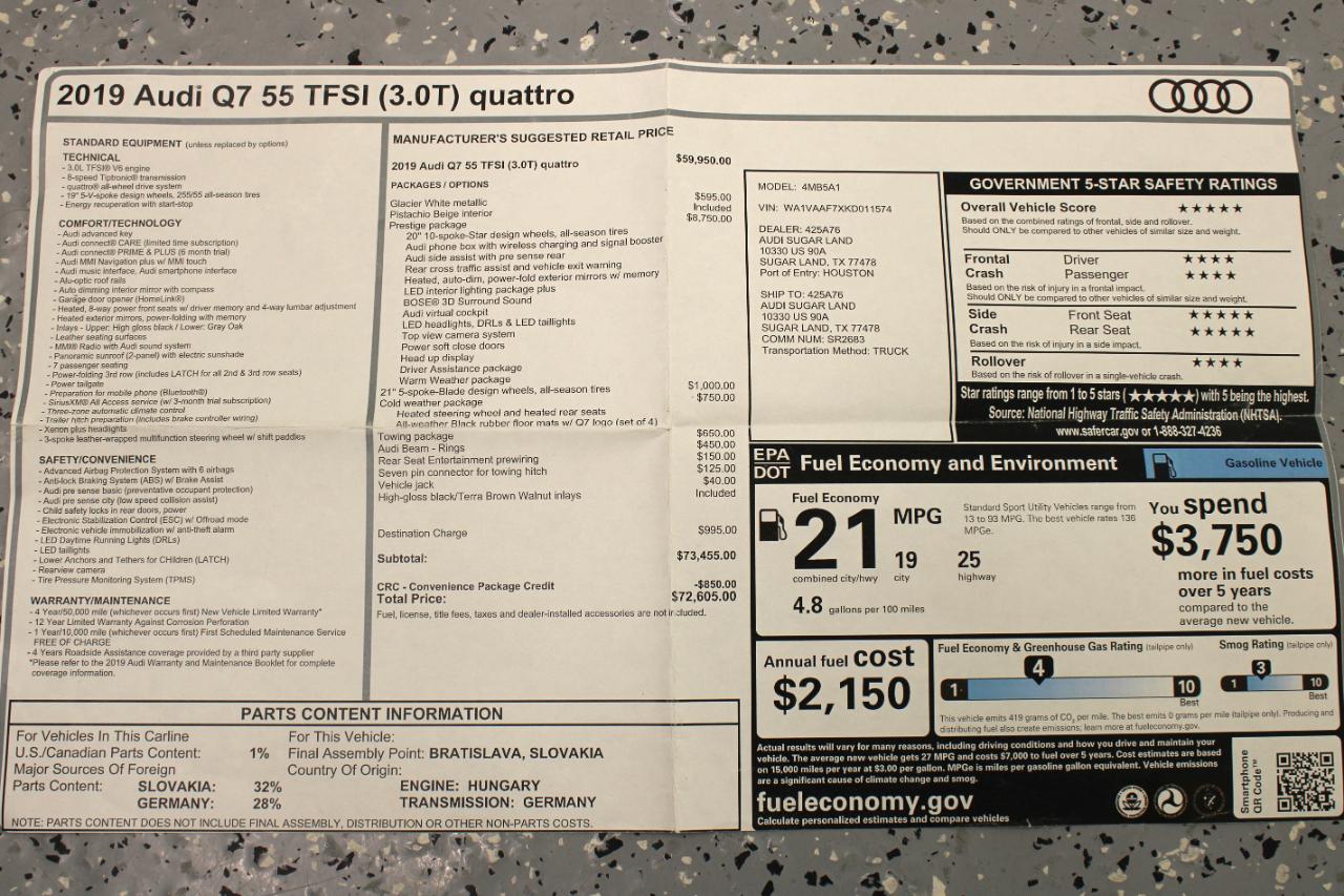 Audi Q7 Prestige 55 TFSI quattro 2019
