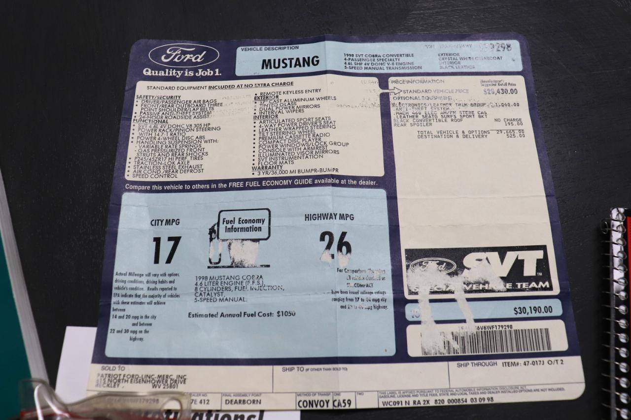 Ford Mustang Cobra Convertible 1998