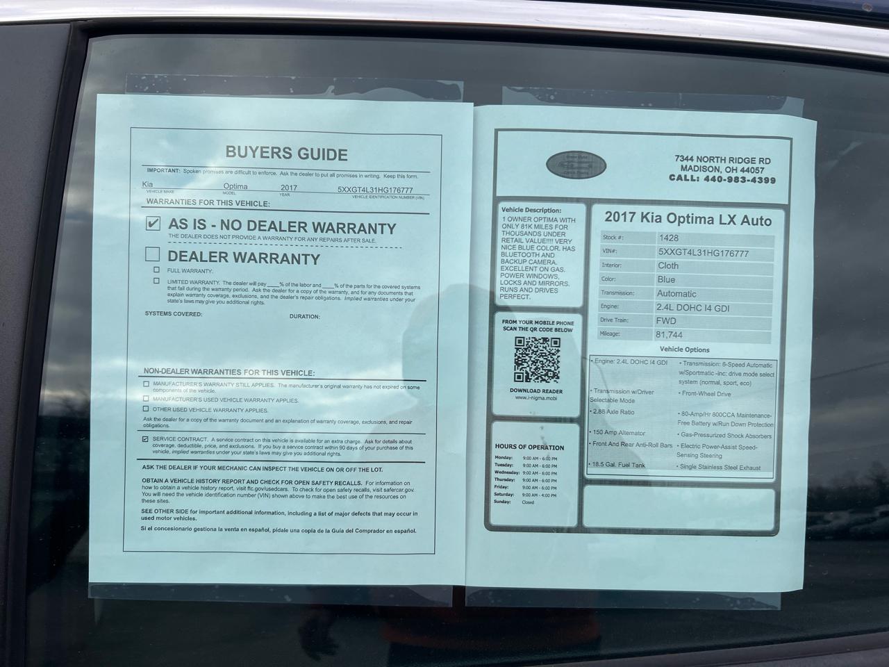 Kia Optima LX Auto 2017