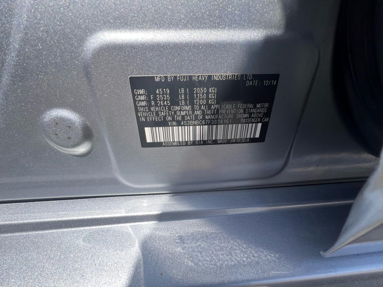 Subaru Legacy 4dr Sdn 2.5i Premium 2015