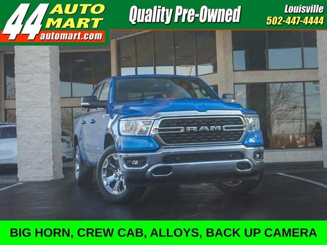 Blue 2022 RAM 1500 Pickup Truck Four-Wheel Drive 8-Speed Automatic