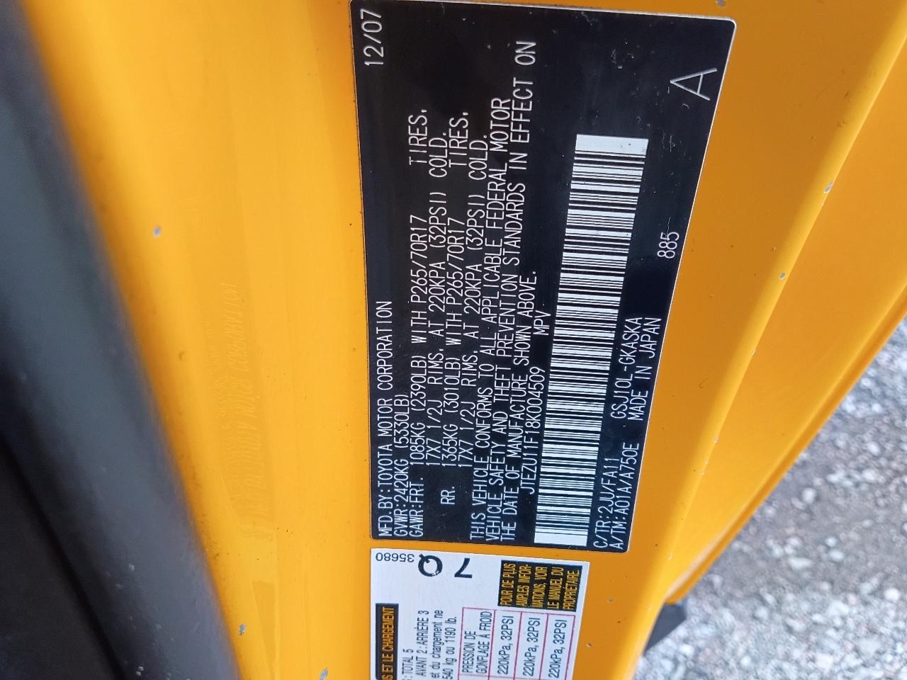 Toyota FJ Cruiser 2WD 2008