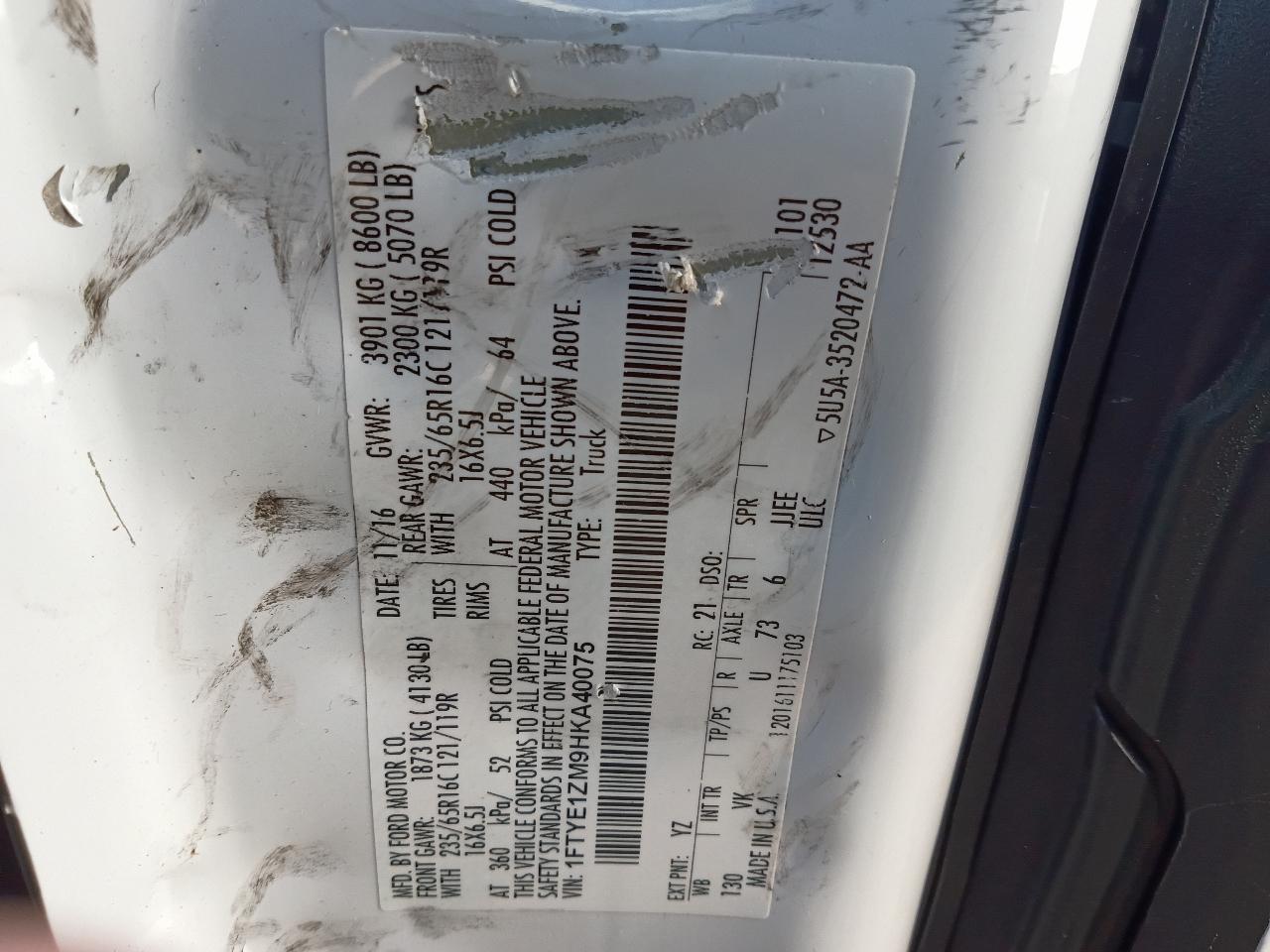 Ford Transit 150 Van Low Roof 60/40 Pass. 130-in. WB 2017