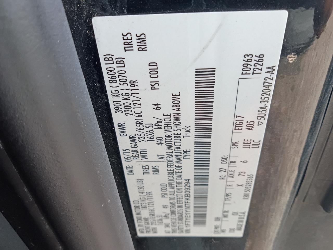 Ford Transit 150 Van Low Roof w/Sliding Pass. 130-in. WB 2015