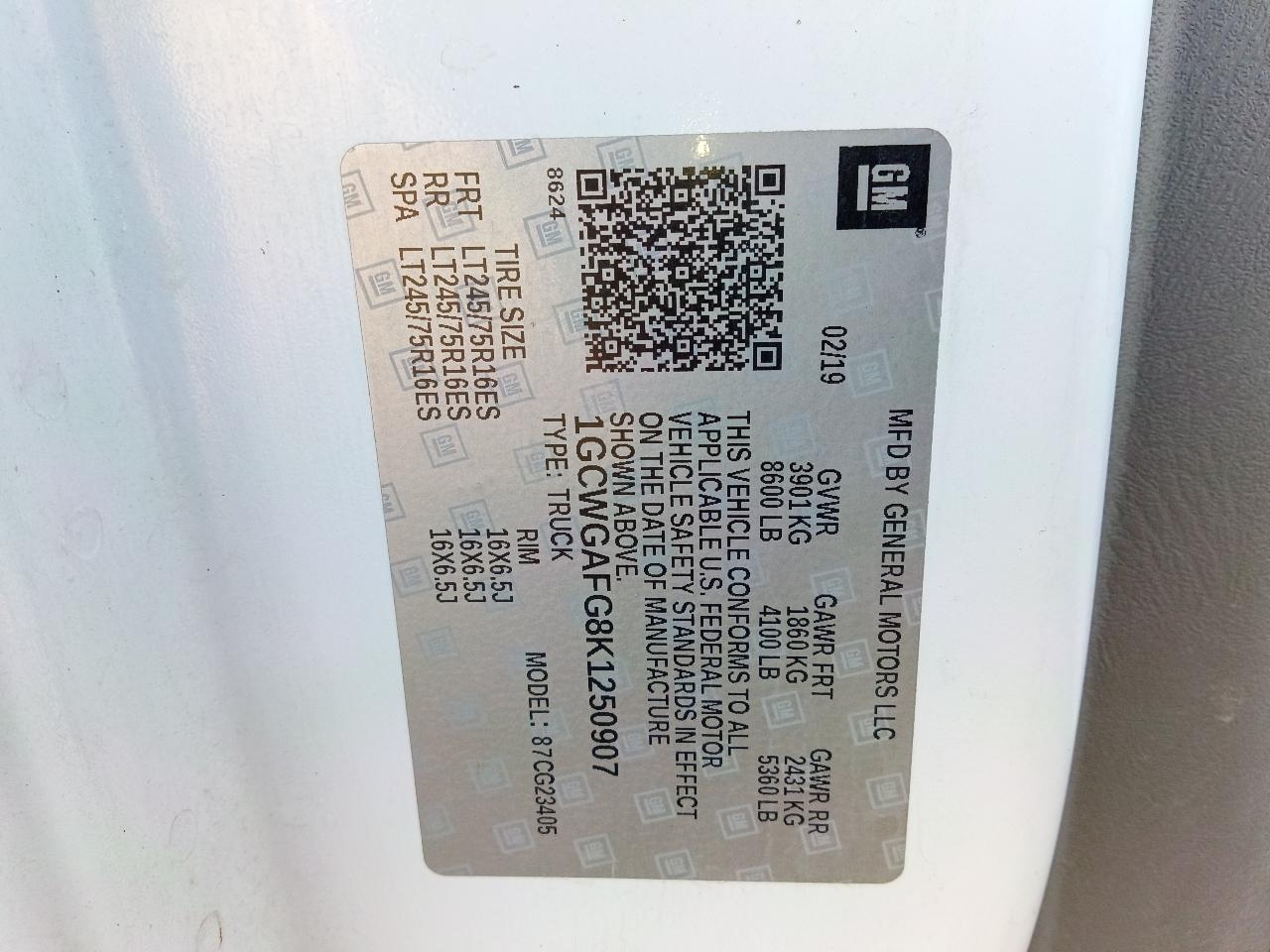 Chevrolet Express 2500 Cargo 2019