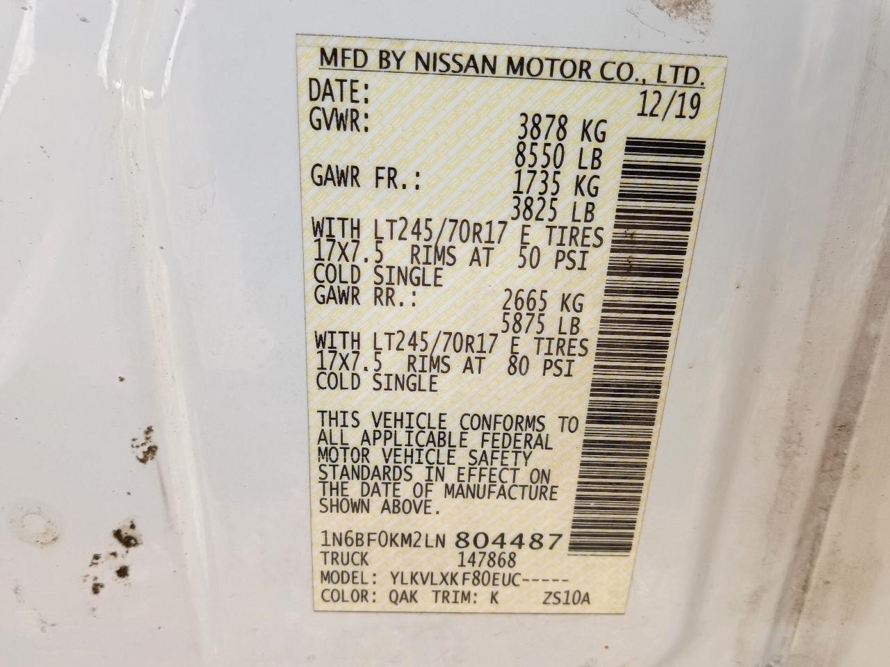 Nissan NV Cargo 1500 SV 2020