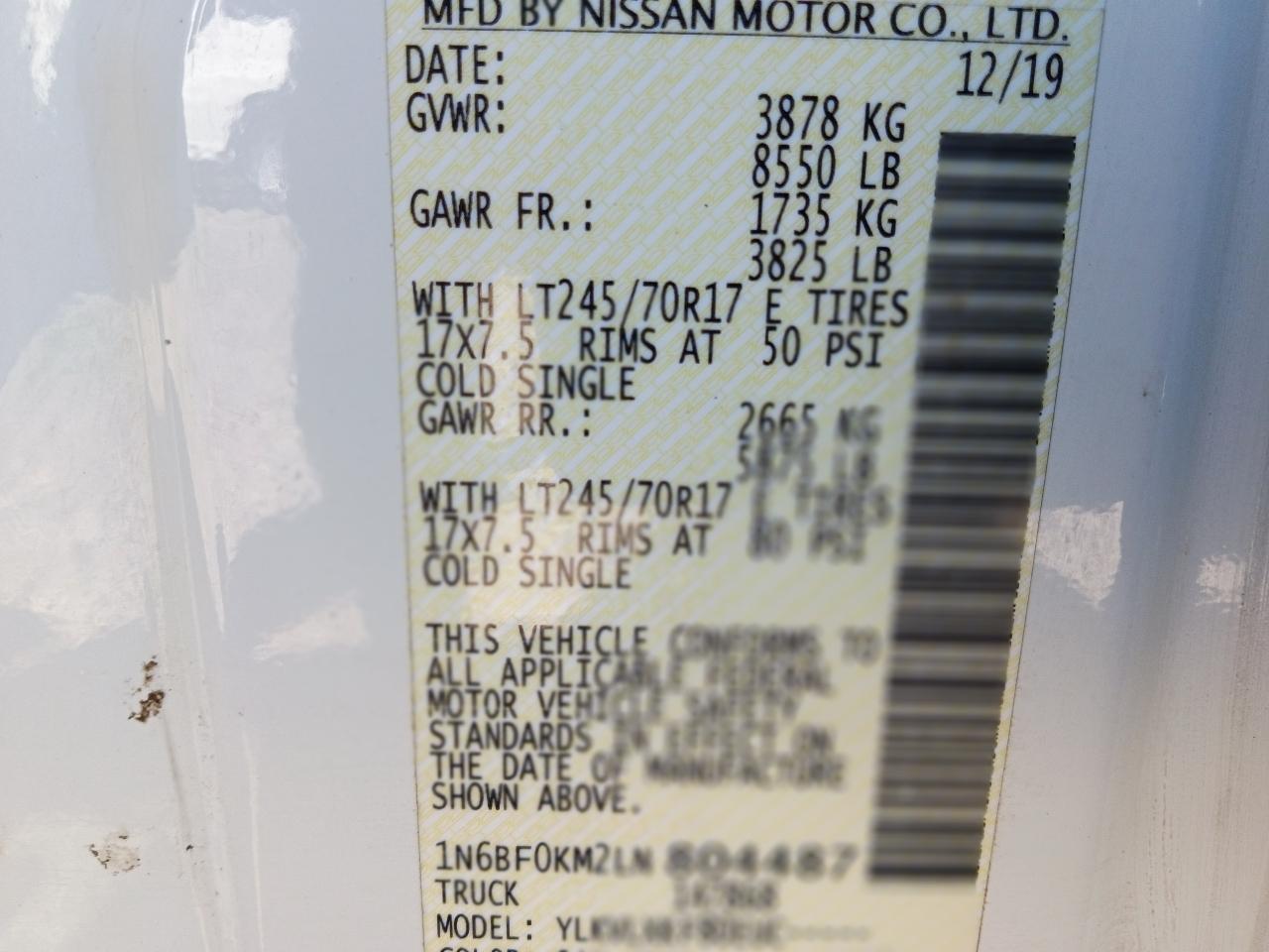 Nissan NV Cargo 1500 SV 2020