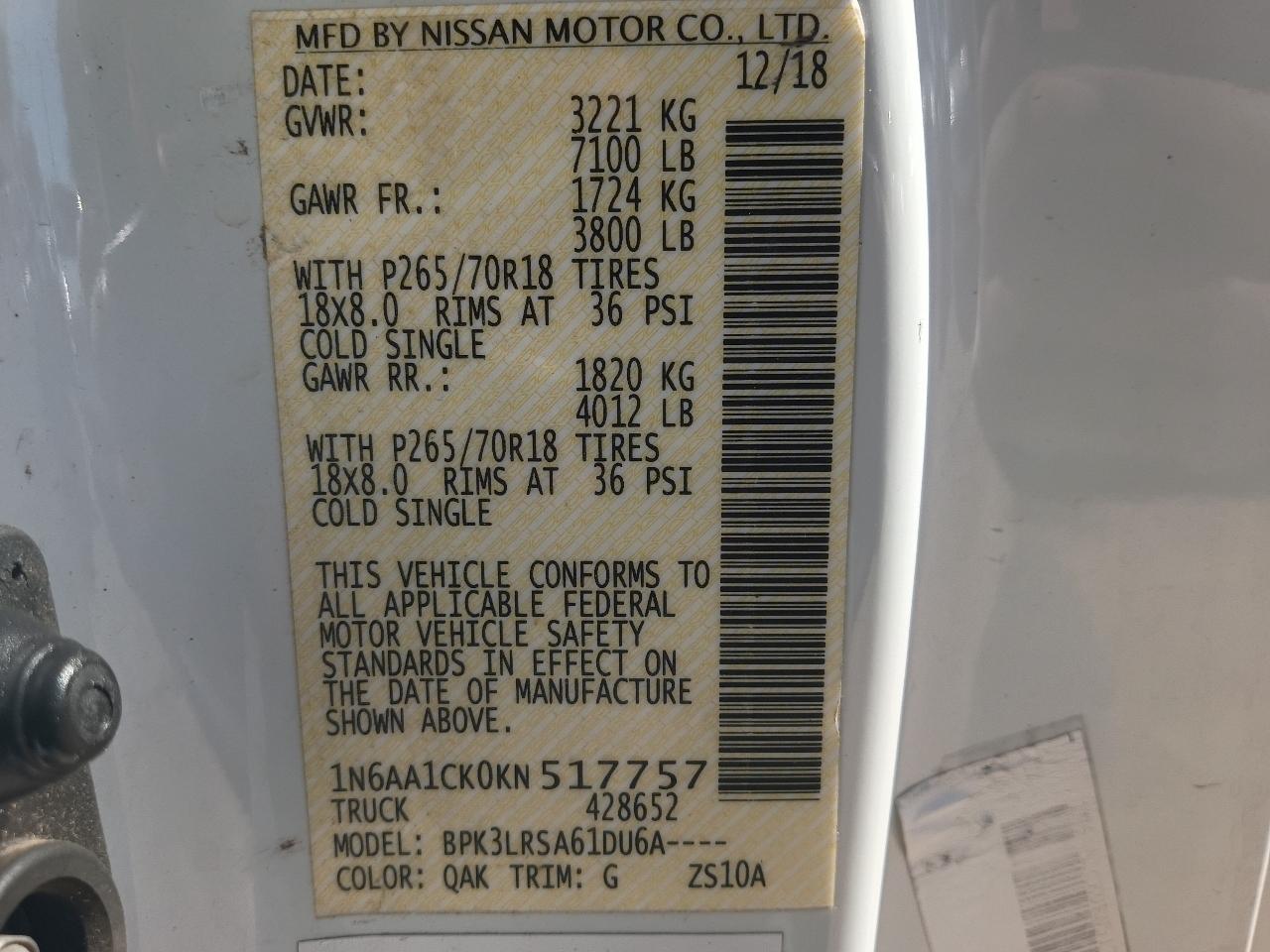 Nissan Titan S King Cab 2WD 2019