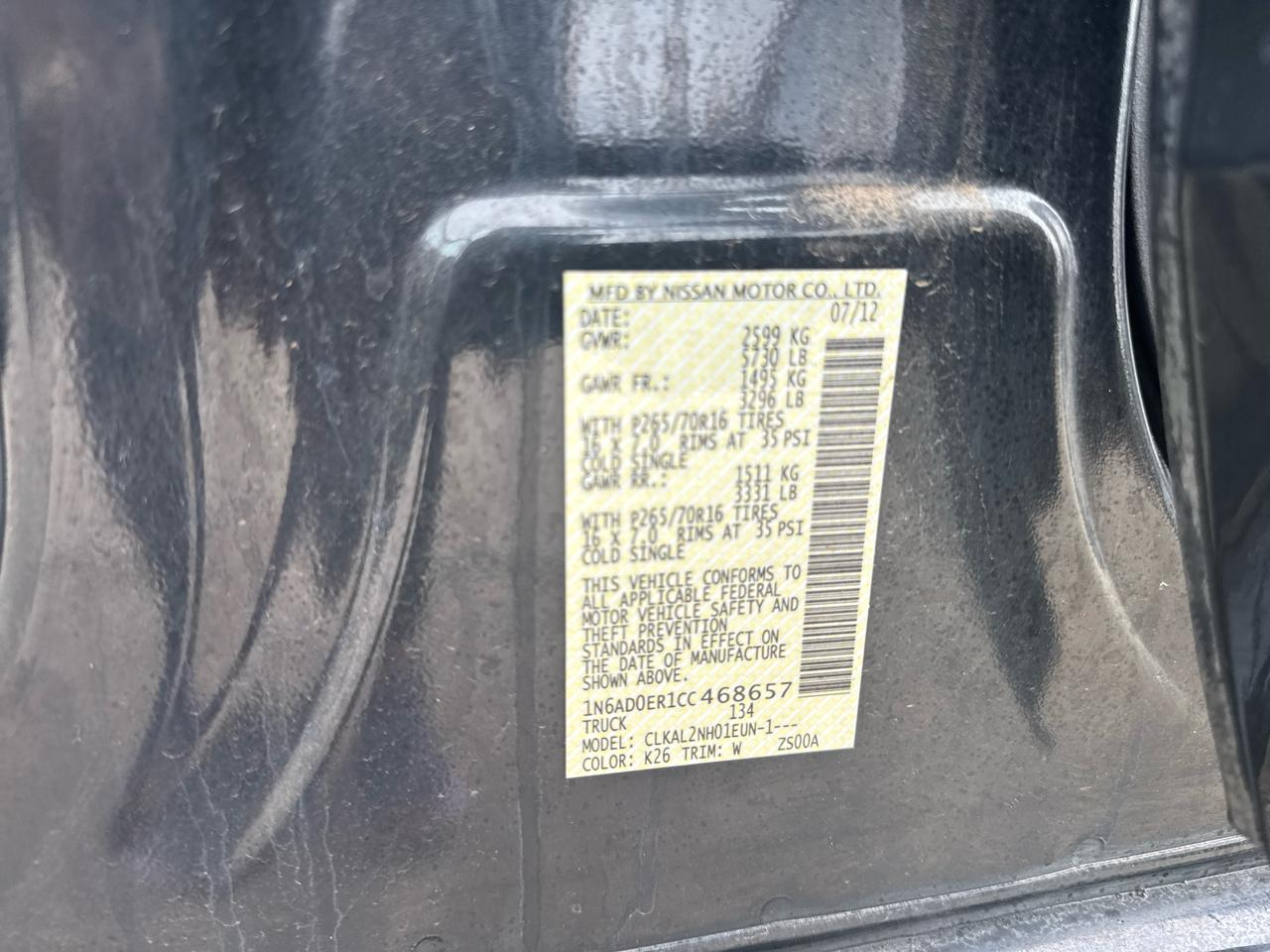 Nissan Frontier S Crew Cab 2WD 2012