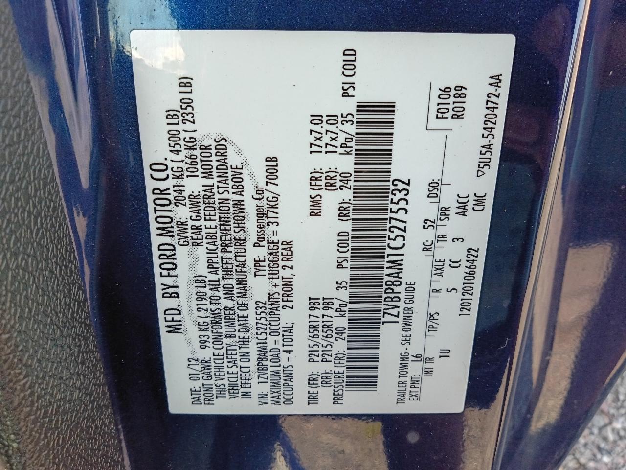 Ford Mustang V6 Coupe 2012