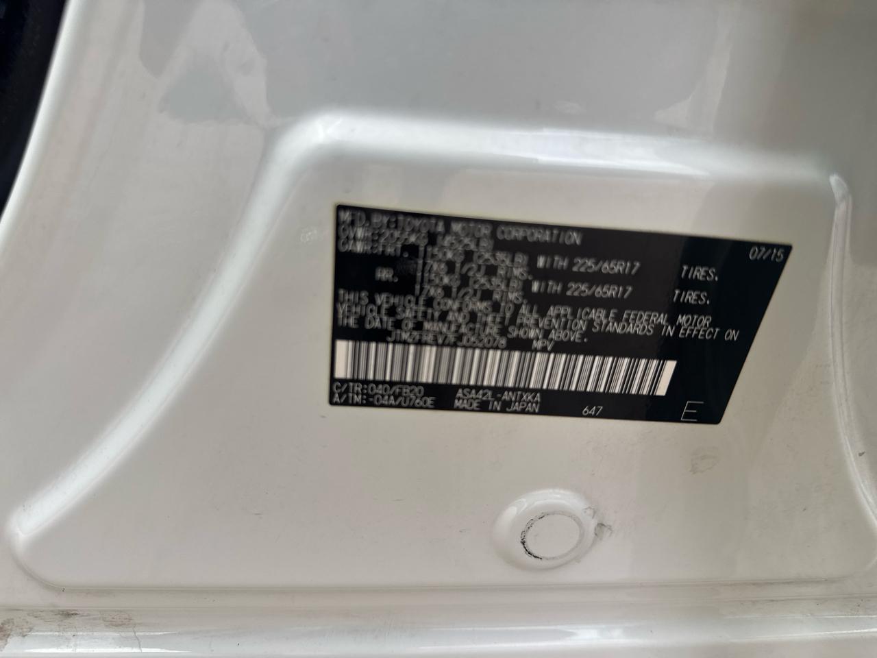 Toyota RAV4 LE FWD 2015