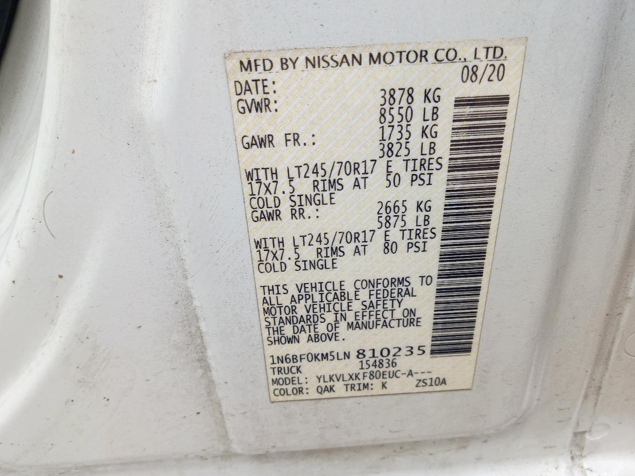 Nissan NV Cargo 1500 SV 2020