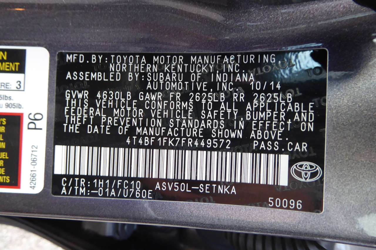 Toyota Camry 4dr Sdn I4 Auto LE (Natl) 2015