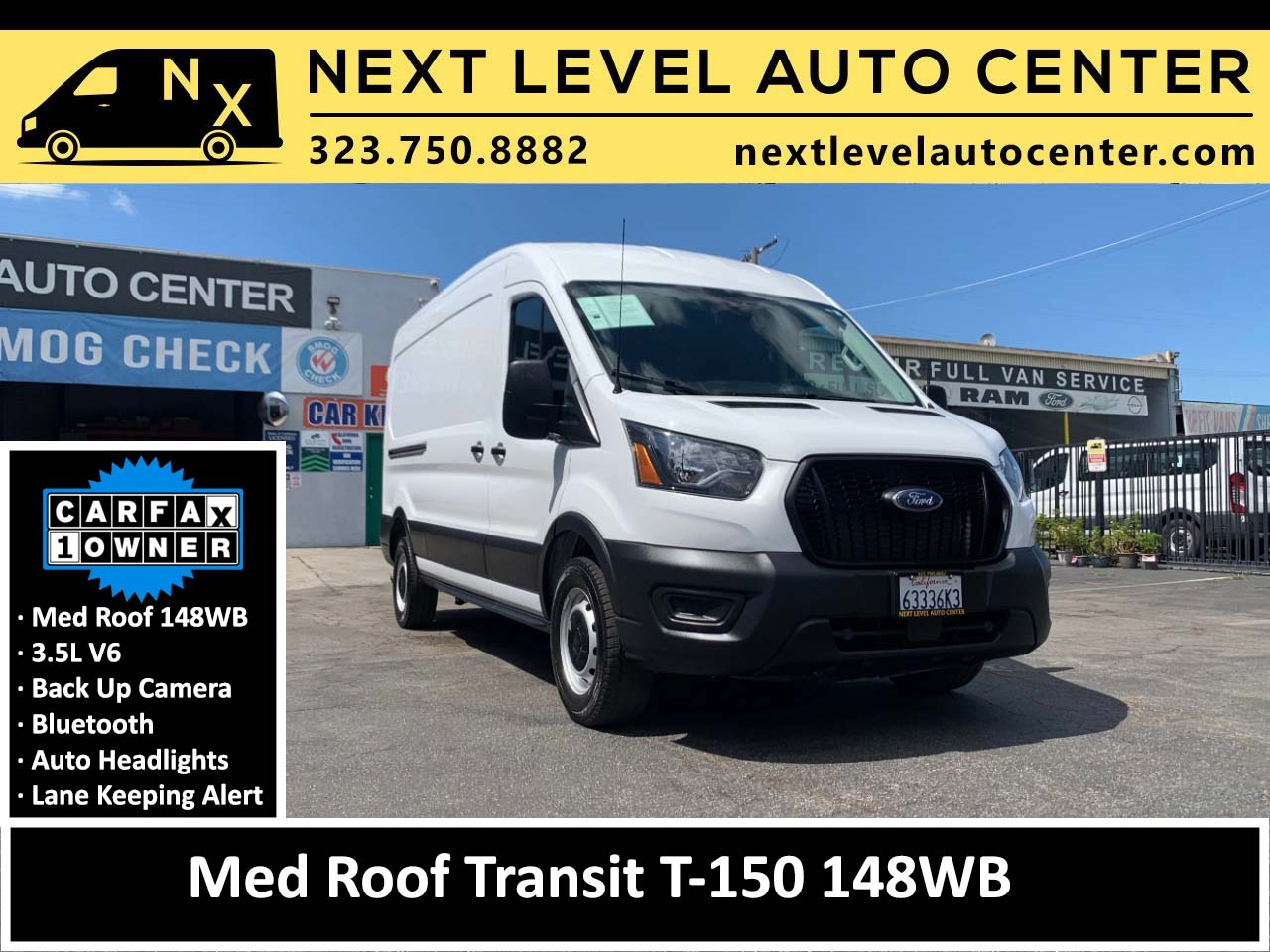 2021 Ford Transit Cargo Van T-150 148" Med Rf 8600 GVWR Sliding RH Dr