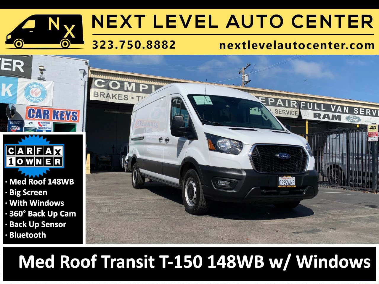 2022 Ford Transit Cargo Van T-150 148" Med Rf 8670 GVWR RWD
