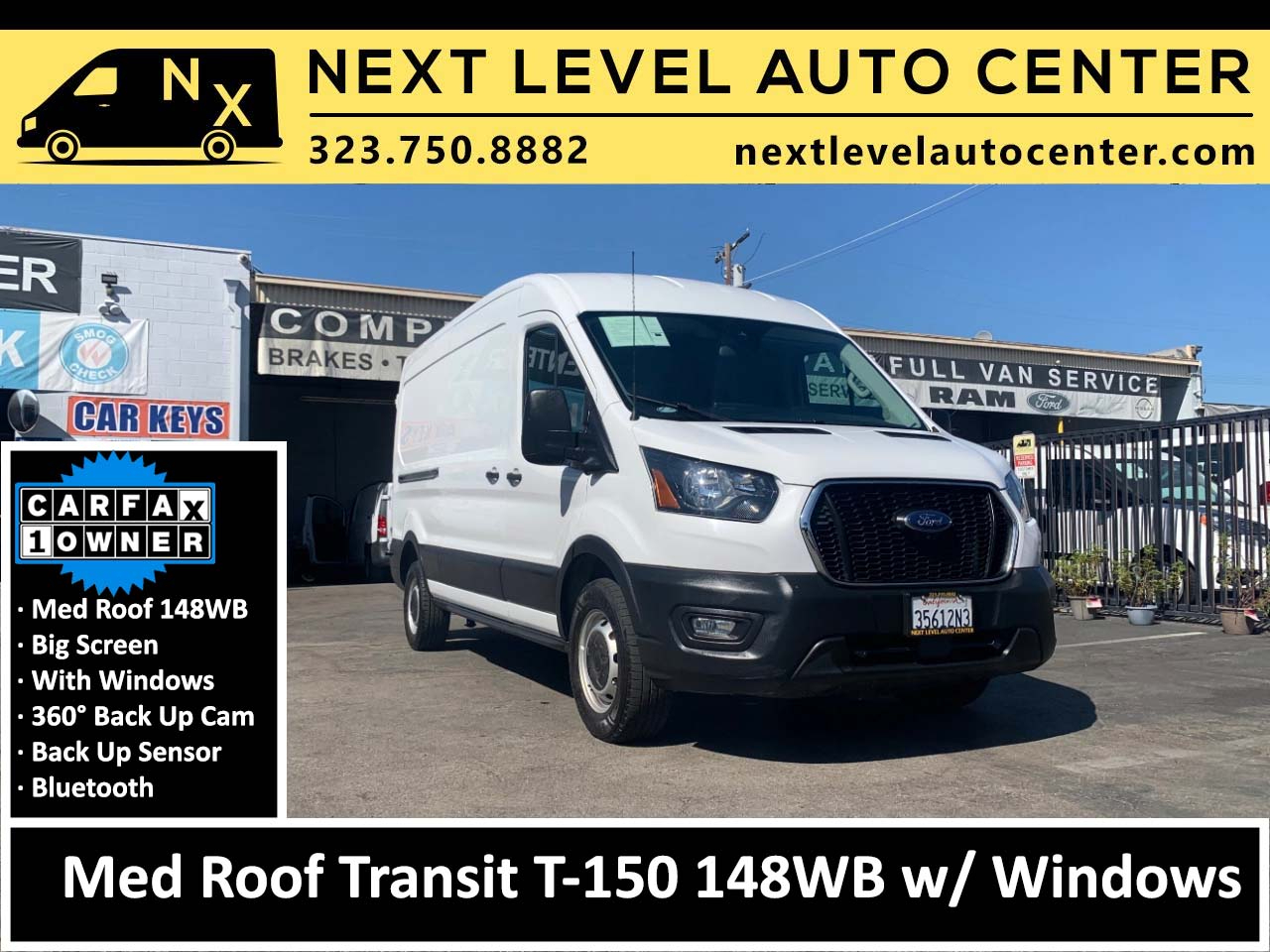 2022 Ford Transit Cargo Van T-150 148" Med Rf 8600 GVWR Sliding RH Dr