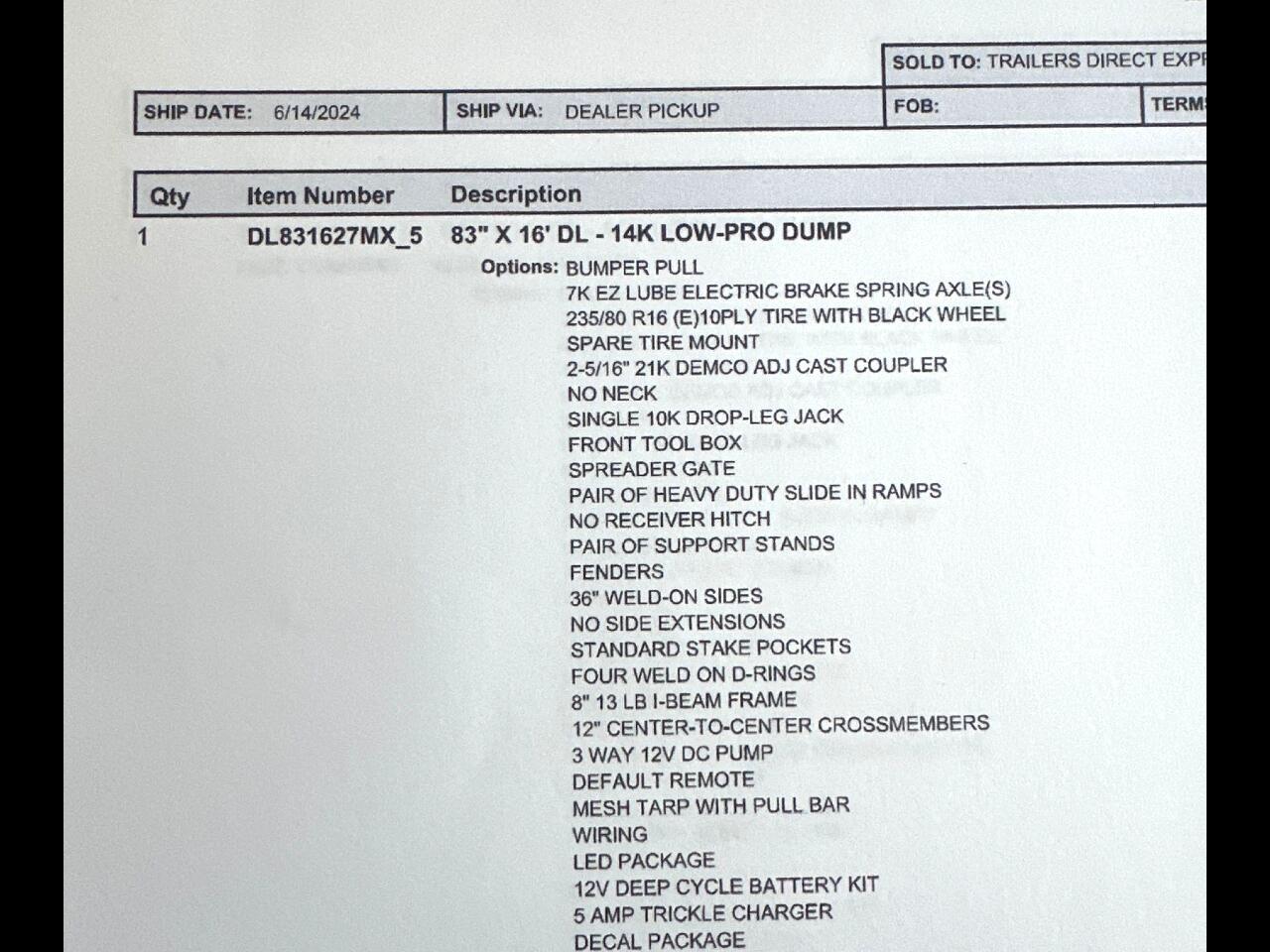 Lamar 14 Foot Dump  2024