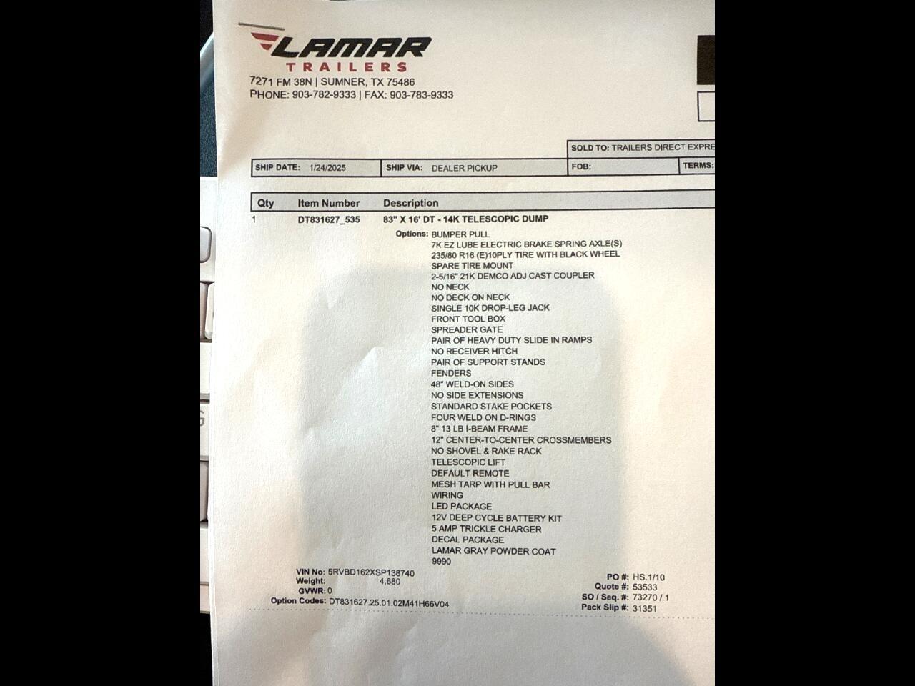 Lamar 16 Foot Dump  2025