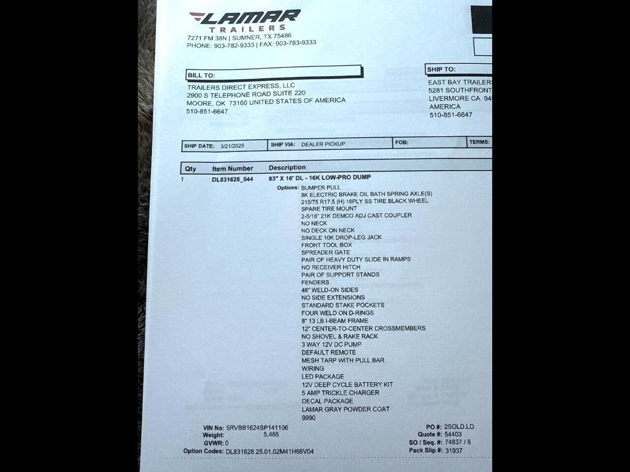 Lamar 16 Foot Dump  2025