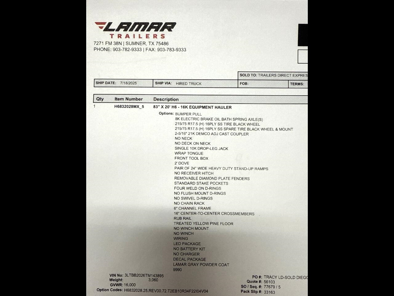 Lamar Equipment Trailer  2026