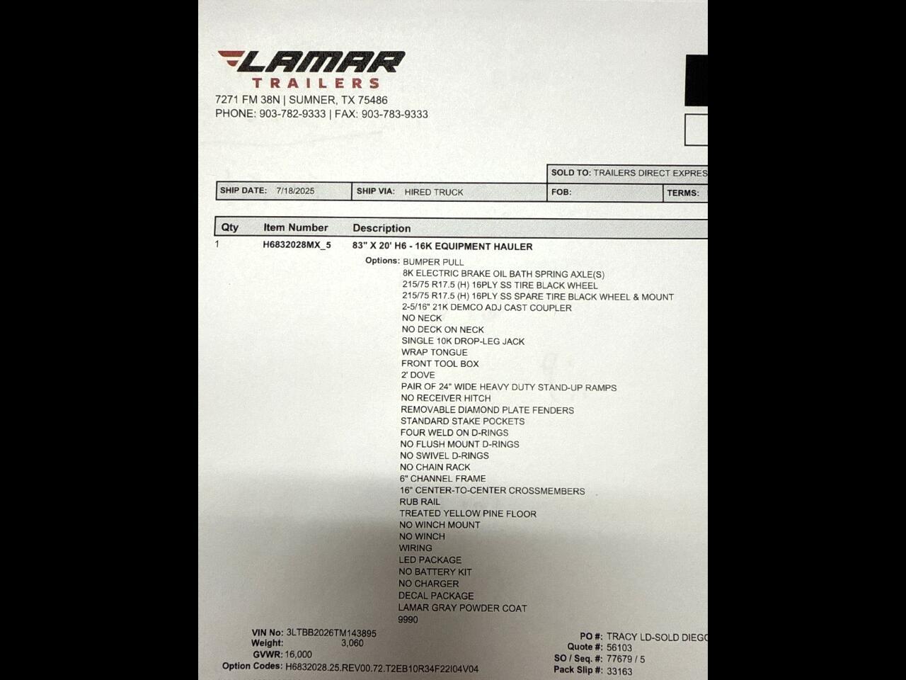 Lamar Equipment Trailer  2026