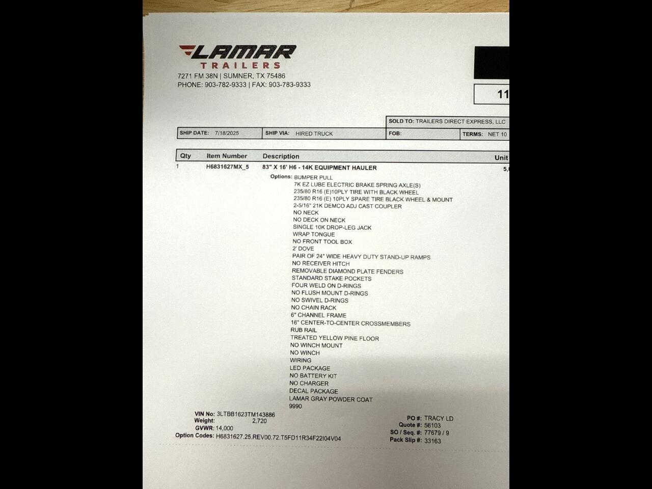 Lamar Equipment Trailer  2025