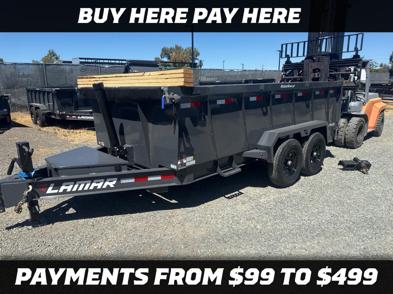 2027 Lamar 14 Foot Dump NEW 14 FOOT 3 FOOT SIDES 14K GVWR TELESCOPIC RAMPS