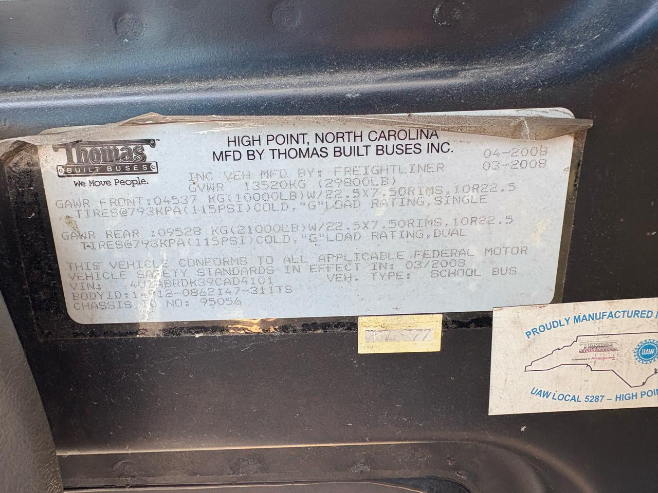 Freightliner B2 Bus Chassis  2009