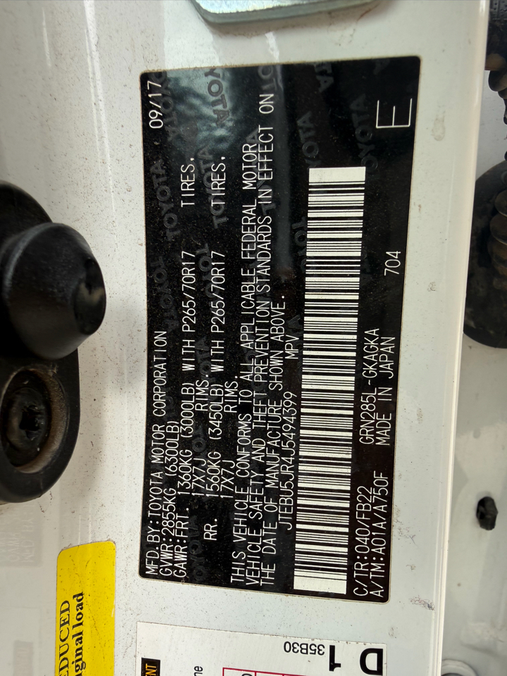 Toyota 4Runner SR5 Premium 4WD 2018 Toyota 4Runner SR5 Premium 4WD 2018