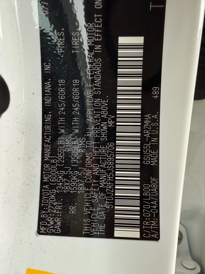 Toyota Highlander XLE V6 AWD (Natl) 2018