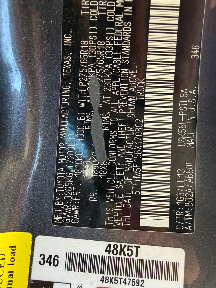 Toyota Tundra 4WD Truck CrewMax 5.7L FFV V8 6-Spd AT LTD (Natl) 2011